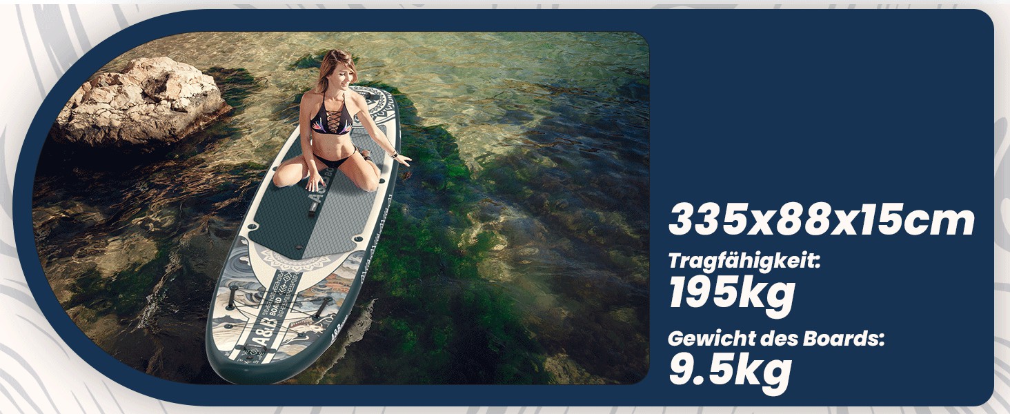 Надувний SUP-борд ABBOARD 335 см для двох осіб, зелений – комплект з преміум аксесуарами, вантажність 200 кг