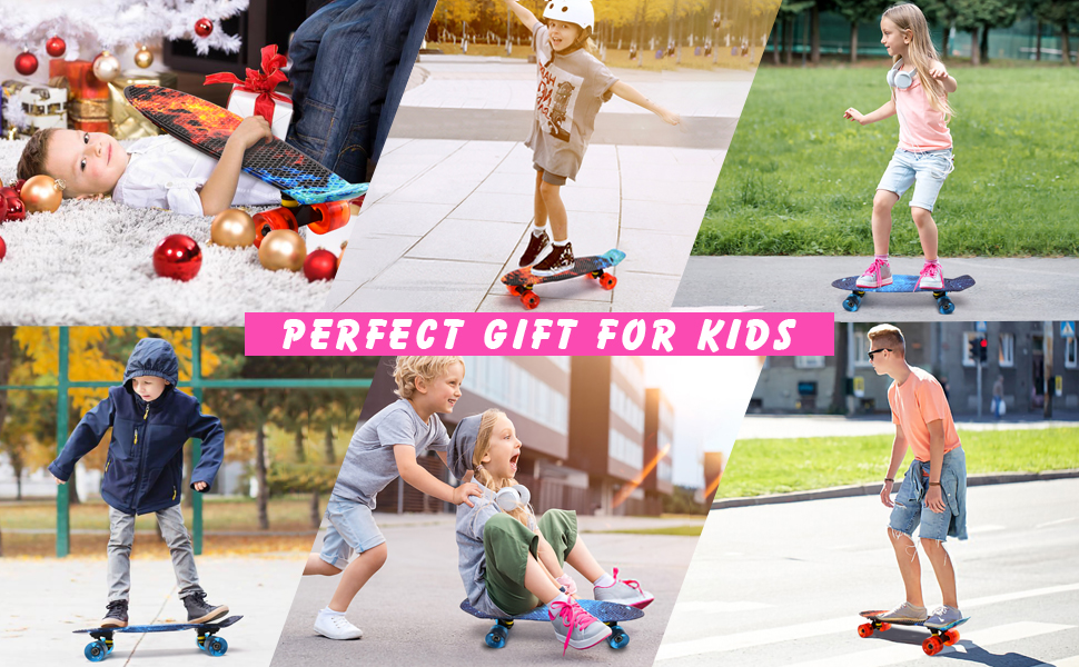 Скейтборд Sumeber Skateboard Kids Mini Cruiser Skateboard Complete 22 дюйми зі світлодіодними світловими колесами Скейтборд для дорослих Діти початківців Подарунок на день народження Color Swirl