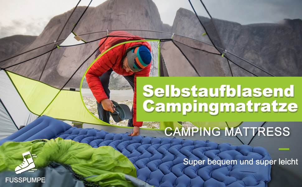 Каремат туристичний самонадувний Cunbayi з інтегрованими подушками та насосом. Підходить для кемпінгу, походів, пляжу та подорожей. Синій колір.