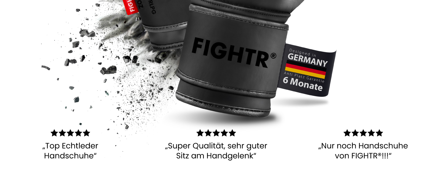 Боксерські рукавички FIGHTR® Pro з натуральної шкіри | Для чоловіків та жінок | Для боксу, ММА, муай-тай, кікбоксингу та єдиноборств | 10, 12, 14, 16 oz | З сумкою 14 oz All Black