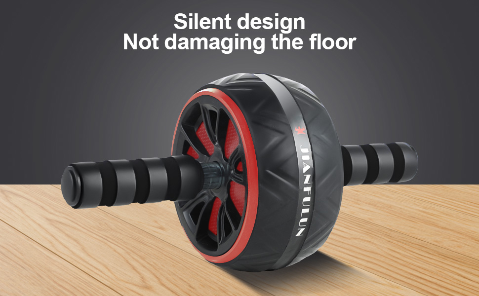 Ролер для пресу AB Roller - тренажер для пресу з килимком для колін - неслизьке обладнання для тренування пресу вдома - підходить для початківців та професіоналів (чорний та червоний)