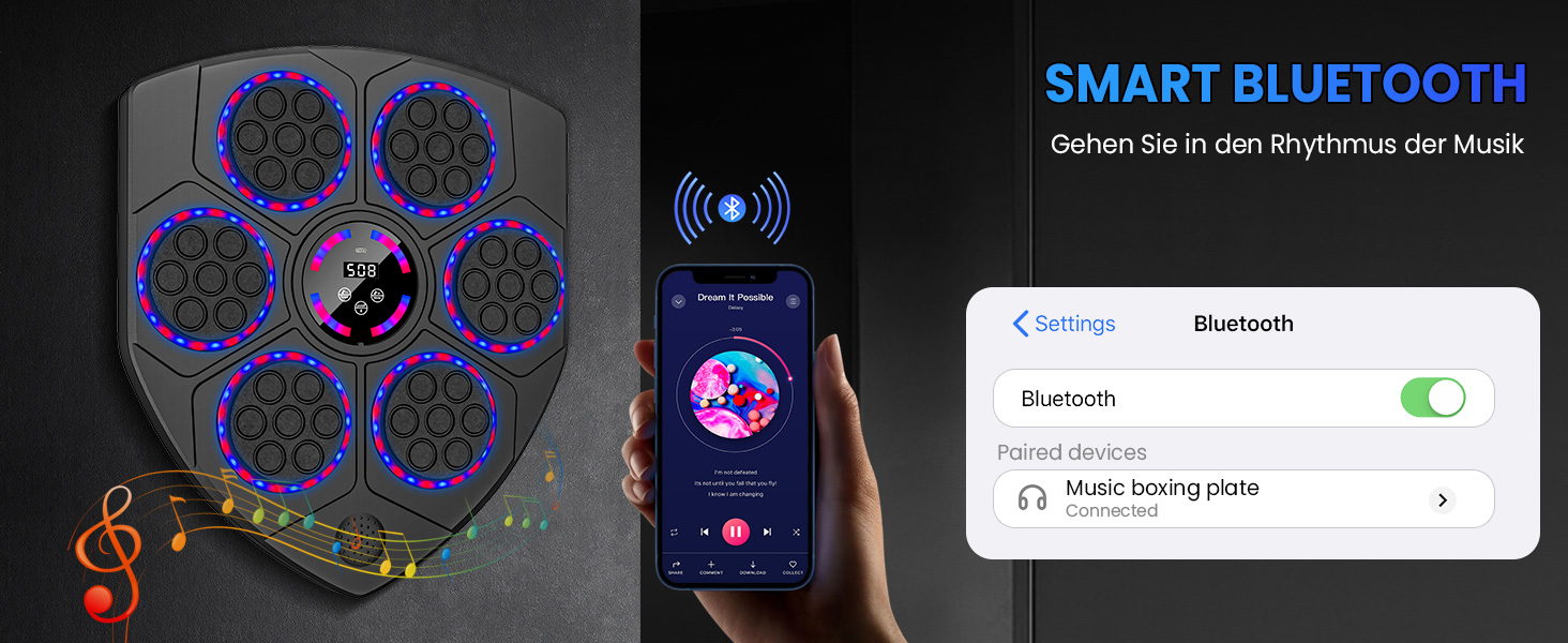 Музичний бокс-машина з рукавичками, LED підсвічуванням, 9 режимів, Bluetooth, настінна для дорослих і дітей