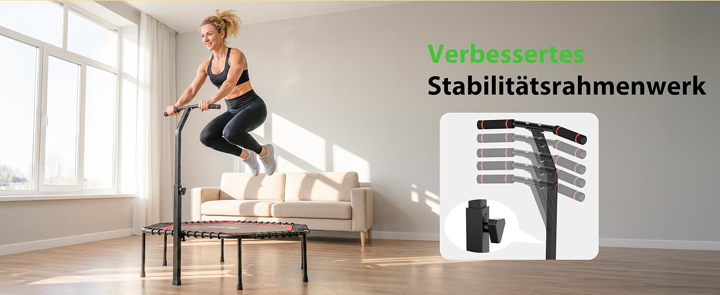 Батут фітнес 50 дюймів для дорослих – міні-батут для дому, міцний каркас, до 230 кг, чорний