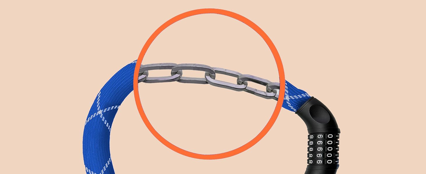 Надійне велозамок Nean з кодом, 6x6x900 мм, сталевий ланцюг, синій