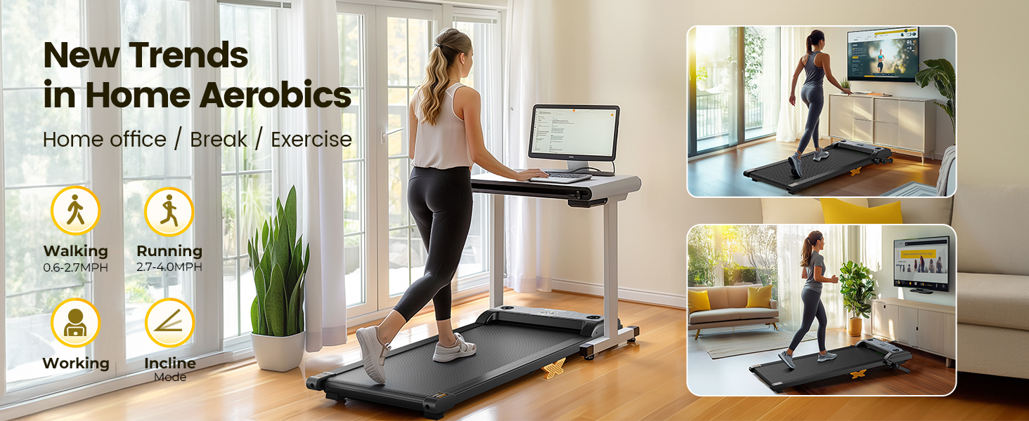 Walking Pad: Тиха бігова доріжка 3-в-1 з регулюванням нахилу до 12%, швидкість до 6 км/год, вантажопідйомність 120 кг, LED-дисплей та пульт керування. Ідеально для дому та офісу (Чорний)