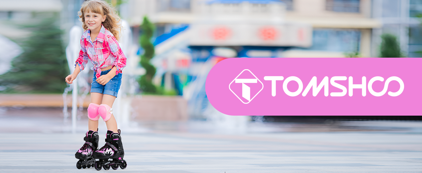 Роликові ковзани TOMSHOO з регульованим розміром, LED-колесами, для дітей та дорослих (рожеві, L (37-39 EU))