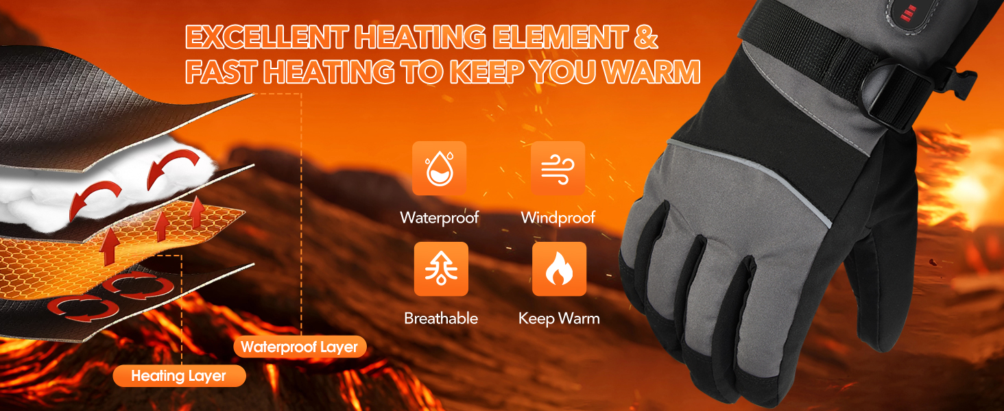 Гріючі рукавички для чоловіків та жінок, акумуляторні, 5V 5000mAh, 3 режими нагріву, для мотоцикла, велосипеда, походів, катання на лижах