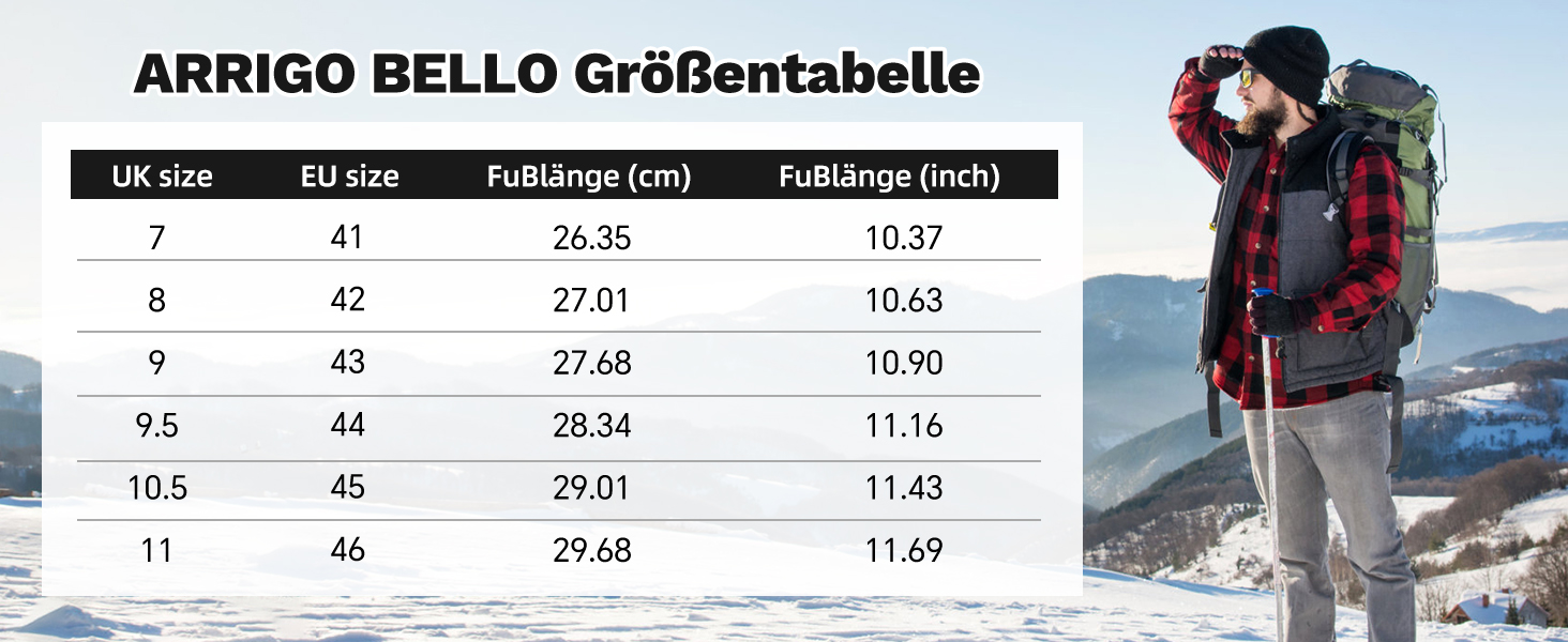 ARRIGO BELLO Зимові черевики для чоловіків: зимові чоботи, чоботи від снігу, утеплені, робочі черевики, для роботи та походів, розмір 41-46, G1, чорний, 43 EU