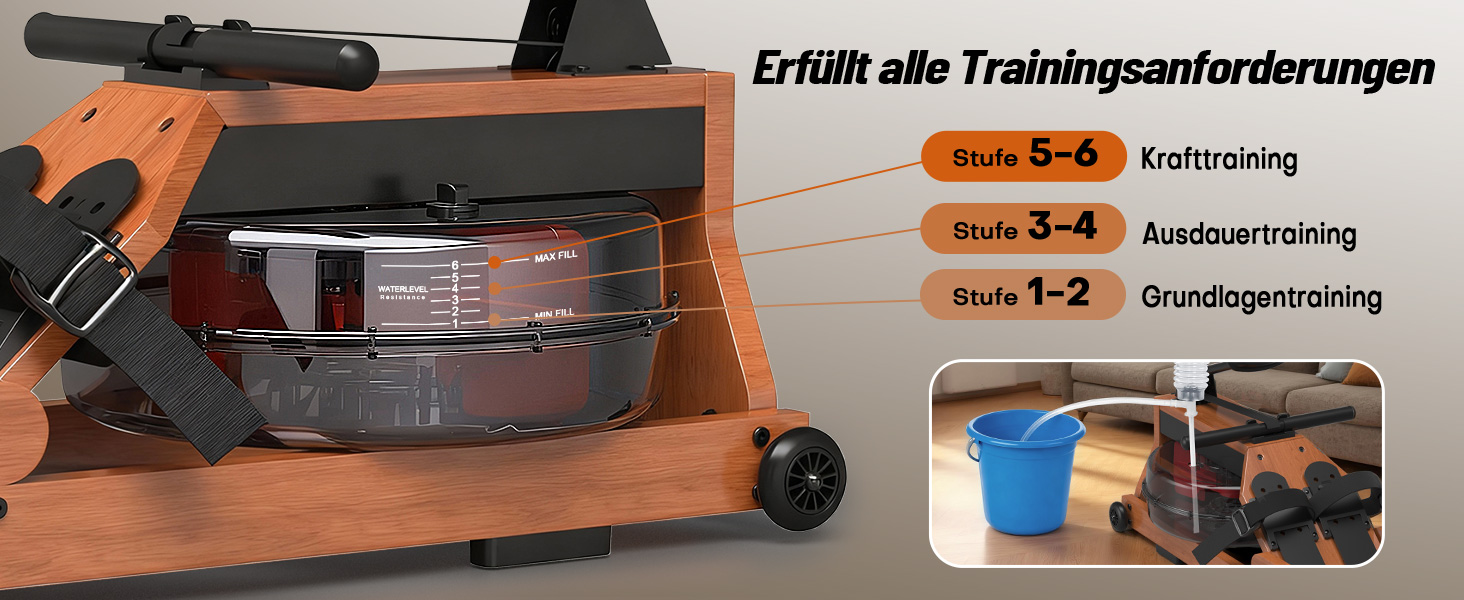 DMASUN Ручний тренажер для дому з магнітним опором, подвійні направляючі, LCD-дисплей, 16 рівнів опору, до 160 кг, вологостійкий (натуральне дерево)