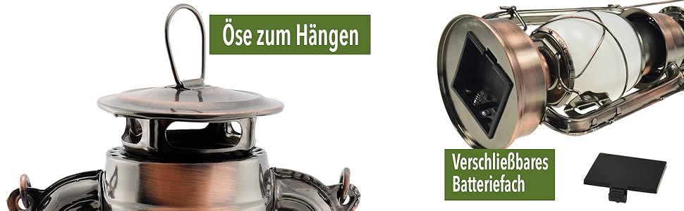 Ліхтар кемпінговий LED ChiliTec 23 см, регулювання яскравості, вінтажний дизайн, мідь