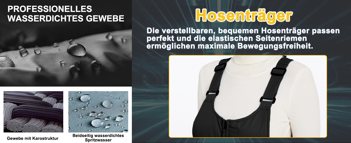 Жіночі гірськолижні штани GEMYSE, чорні, XL - водонепроникні, вітронепроникні, з регульованими лямками