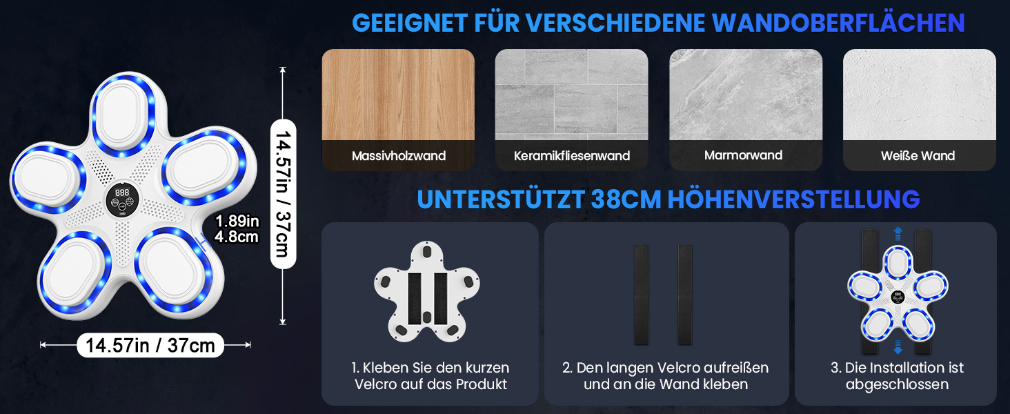 Музична бокс-машина IERAKOR з Bluetooth, 9 швидкостей та режимів, світлові та звукові ефекти, LCD-дисплей