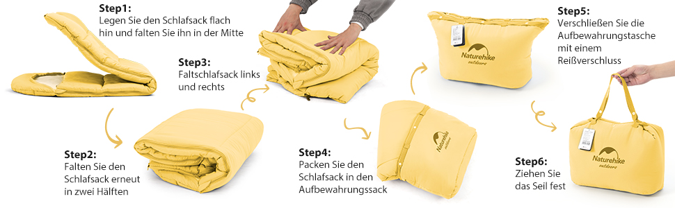 Дитячий спальний мішок Naturehike C300-Gelb для кемпінгу, подорожей, весни, літа, осені - бавовняний, легкий, теплий