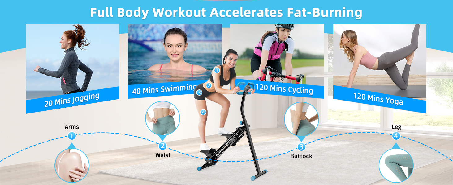 Вертикальний тренажер для кардіо, сходиця для дому, вертикальний альпініст з LCD-дисплеєм, 3 рівні складності, блакитний