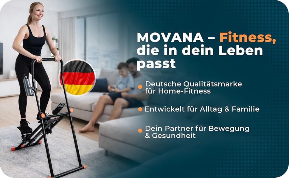 Movana Треп'якливий степер для дому: фітнес-тренажер з 3 рівнями складності, тестування, підставка для телефону та пляшки, кардіо та силові вправи, тренажер для підйому сходами