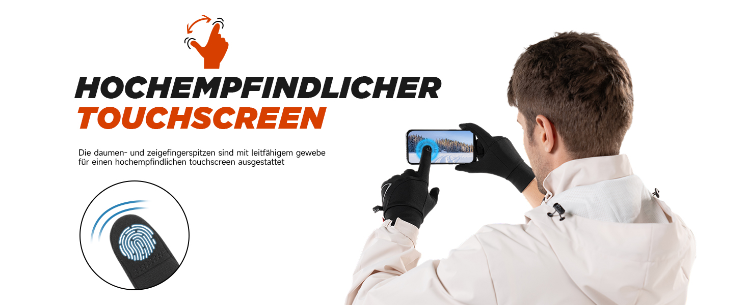 Зимові рукавички Benirap для чоловіків та жінок, вітрозахисні, з підтримкою сенсорного екрану, неслизькі, спортивні, теплі, для активного відпочинку, їзди на велосипеді, бігу, прогулянок з собакою. Чорний колір, модель TM01