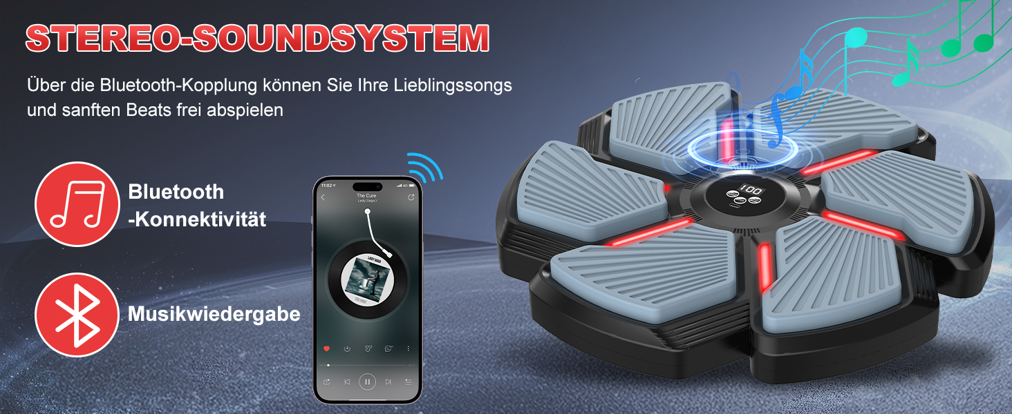 Музичний боксерський тренажер SWBSLL з рукавичками, LED-підсвіткою та Bluetooth, 9 швидкостей, 9 режимів, 30 рівнів гучності, для дорослих та дітей