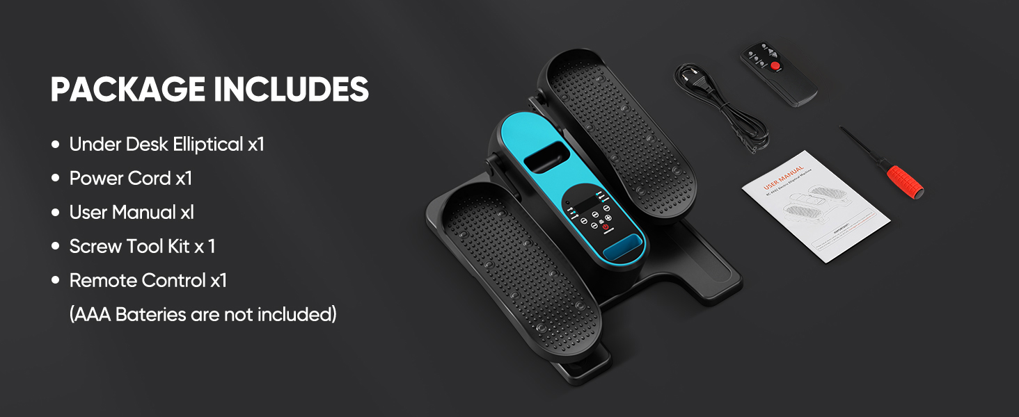 Електричний міні кросс-тренажер Dripex для дому з пультом, 12 швидкостей та 6 програмами, синій