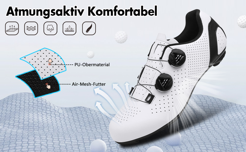 Велосипедні шкарпетки для чоловіків та жінок, для шосе, сумісні з SPD, SPD-SL, Look Delta/Keo | Універсальні велотуфлі для Peloton, шосе та занять в залі | Легкі та дихаючі, розмір 43 EU, білі