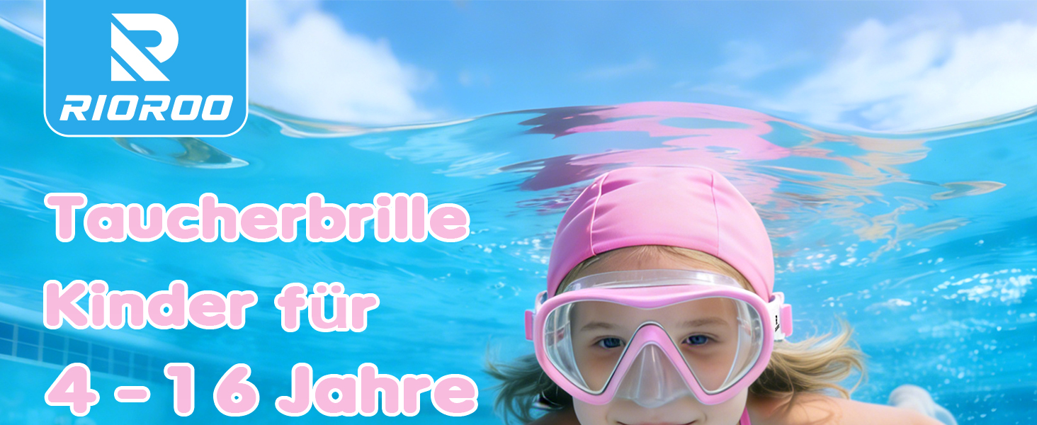 Дитячі окуляри для плавання Taucherbrille, рожеві, з регульованим ремінцем, антифог, антипротікання, 4-16 років