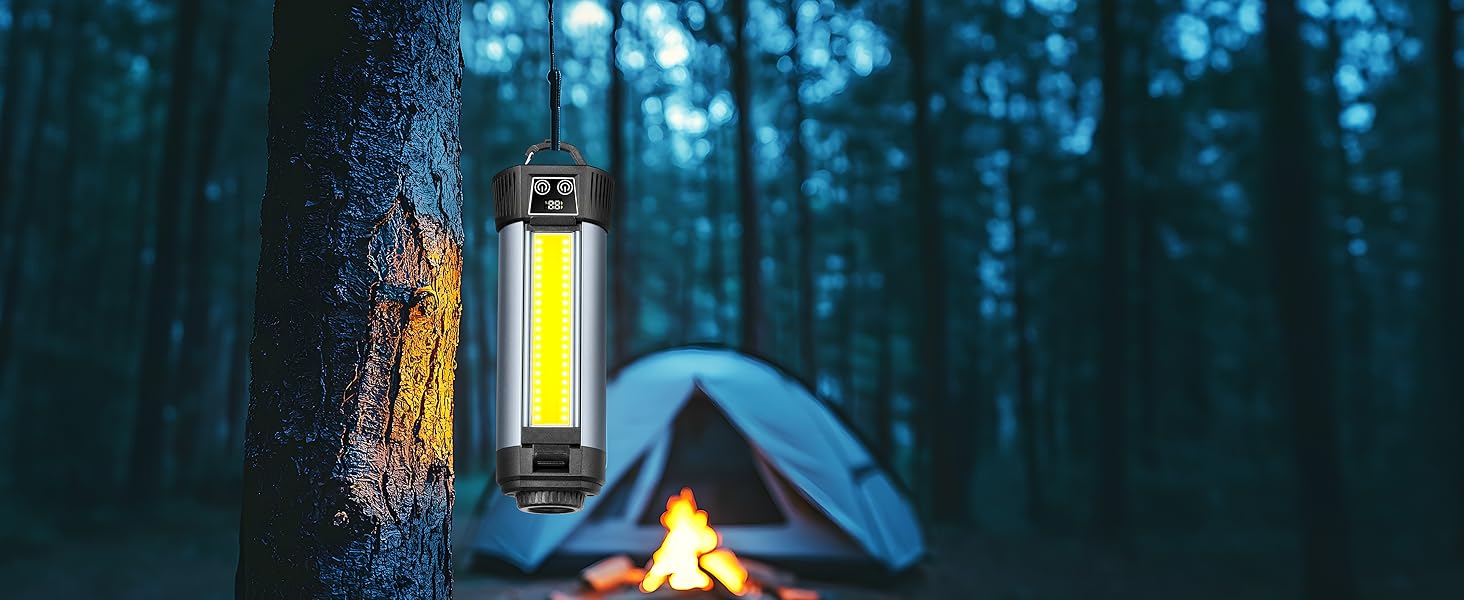 Багатофункціональний ліхтар 12 в 1 з LED, акумулятором, магнітом та телескопічною штангою: ліхтар для кемпінгу, ліхтарик, робочий ліхтар для майстерні, powerbank – для саду, відпочинку на природі та не тільки