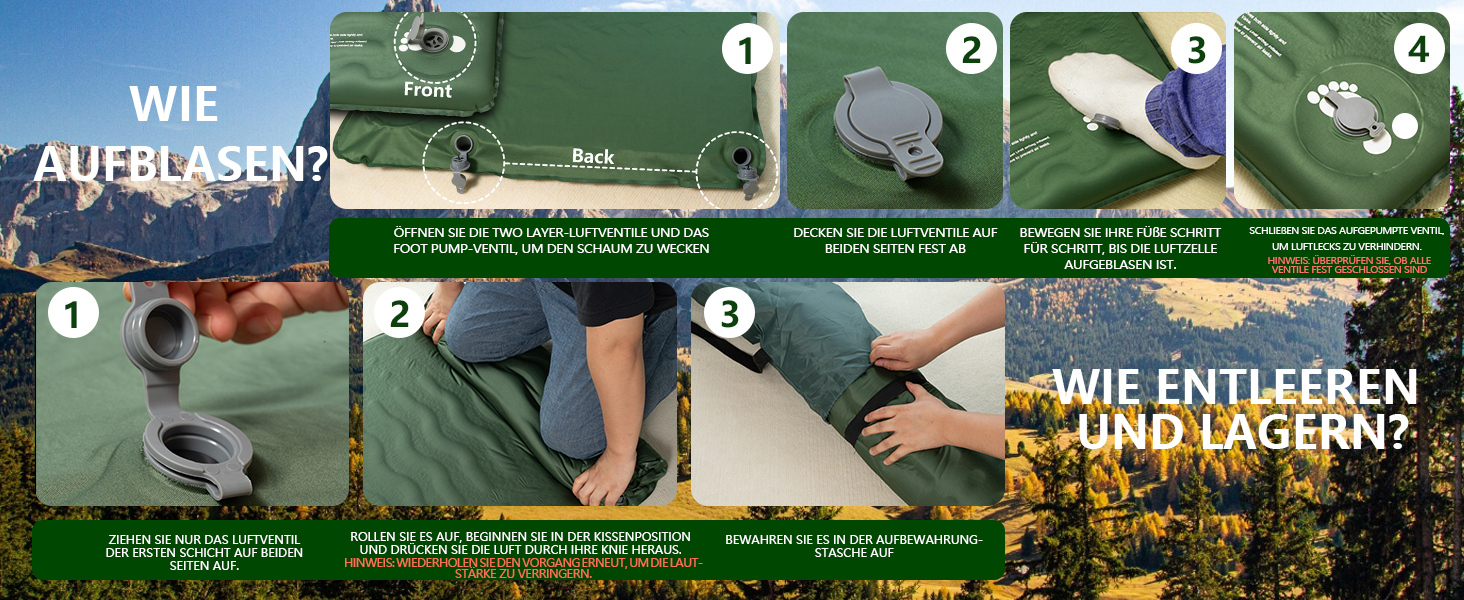 Каремат для кемпінгу HiiPeak Isomatte R-Wert 9.5 з подушкою, ізольований, для зими та літа, зручний, зелений