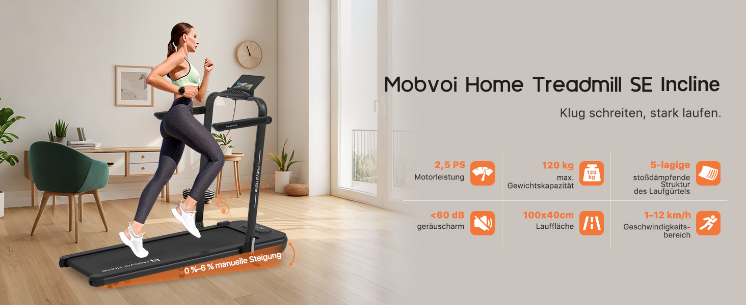 Електричний біговий тренажер Mobvoi Home KI 3-в-1, 2.5 PS, 12 км/год, компактний, з пультом, для дому, сумісний з TicSports APP, до 120 кг