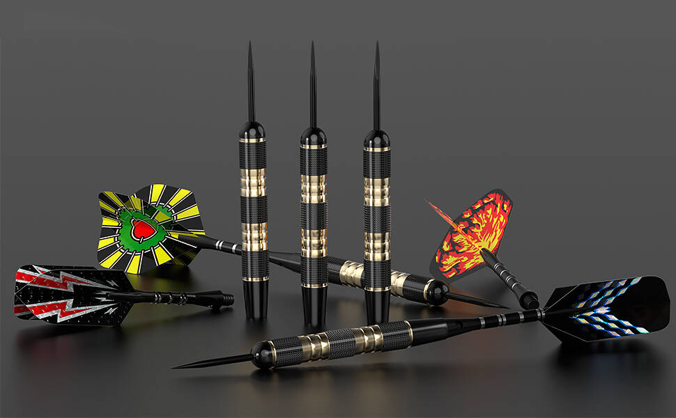 Професійні дротики Alyoen Metallspitze (6 шт) 20/24/26 г з алюмінієвими стеблями, пір'ями, точилом та захистом для польотів