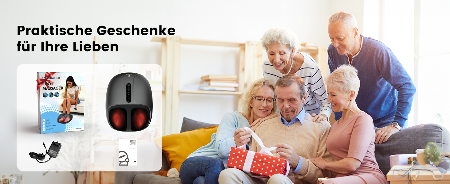 Масажер для ніг Shiatsu з підігрівом COMFIER - для діабету, п'яткової шпори, офісу. Розмір до 46.