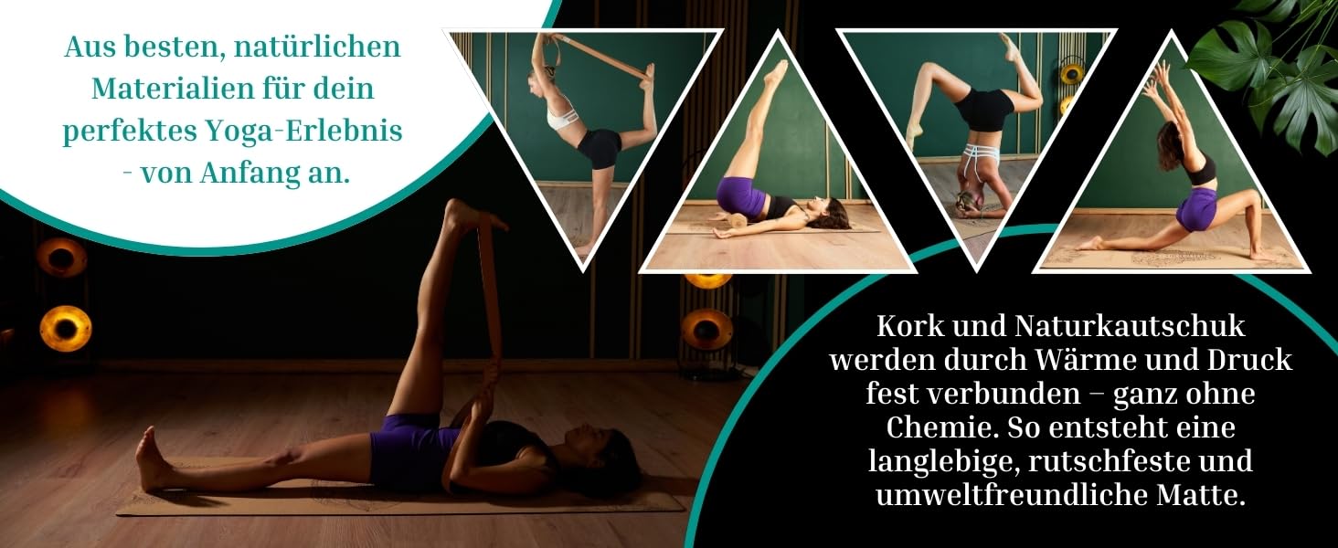 Кікура Йога-мат з корку та натурального каучуку з мотивом слона – Нековзна преміум-мат, 4 мм, з ремінком – Екологічна, 3 розміри (M, L, XL), XL - 200x68x0,4 см