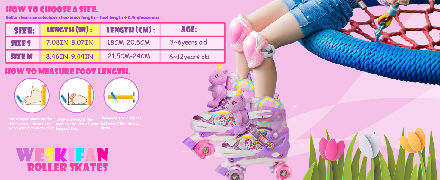 Дитячі ролики Kinder Einhorn для дівчаток, 4 розміри, регульовані, з підсвічуванням, для початківців, фіолетові