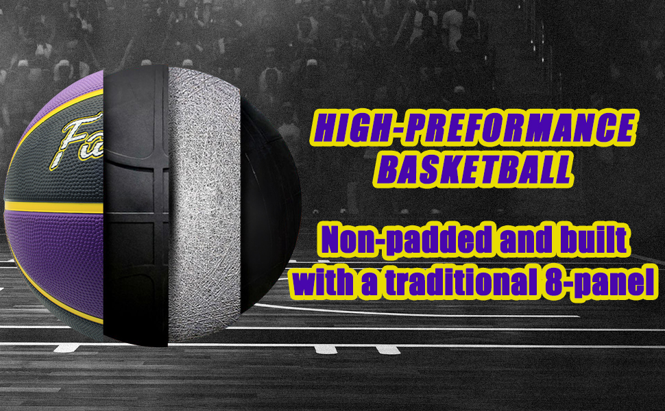 Баскетбольний м'яч Fantecia 7 розміру з насосом - преміум м'яч Street Rubber для гри та тренувань у залі та на вулиці, фіолетовий