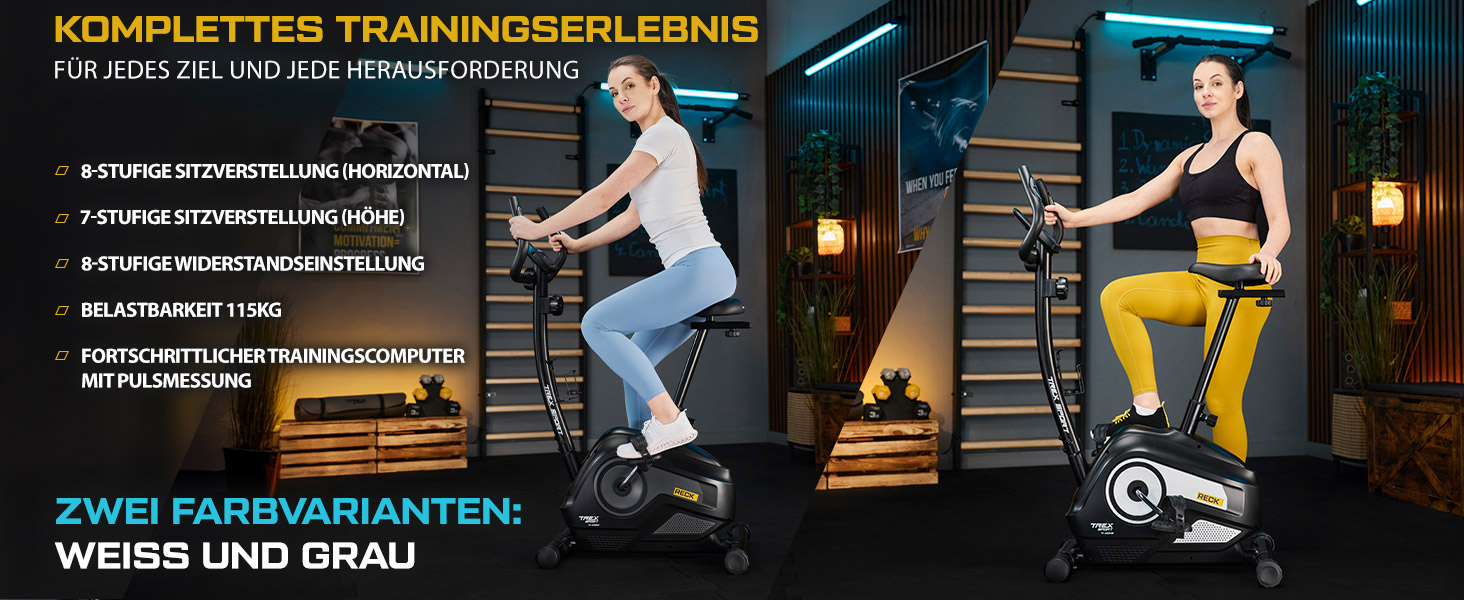 Hometrainer TREX SPORT TX-400MB RECK: фітнес-велосипед з регульованим магнітним опором та LCD-монітором, білий