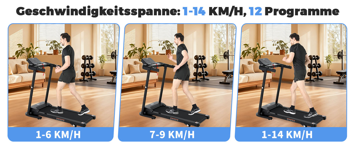 Біговий доріжки складаний для дому 14 км/год з LED-дисплеєм та 12 програмами тренувань, NV-T3801