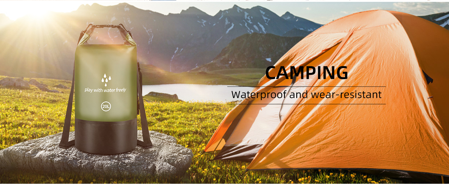 Водонепроникний мішок-сумок Dry Sack 20 л Roll-Top від GES, з кишенею для телефону, для каякінгу, човнів, походів, каное, рафтингу, плавання, кемпінгу та риболовлі (армійний зелений)