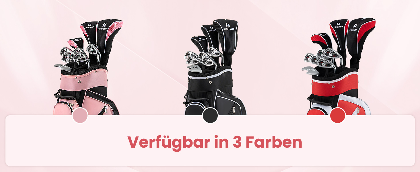 Комплект жіночих гольф-клуів COSTWAY, 9-ти частинний, для правшів з чохлом від дощу, включає драйвер, фейрвей, гібрид, залізи та паттер (чорний)