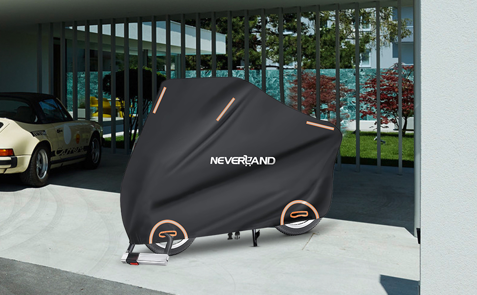Накладна для мотоцикла NEVERLAND - захисний чохол-гараж для мотоцикла, водовідштовхувальний, сонцезахисний, 210D Oxford, 2000PA, 220x95x110 см, чорний