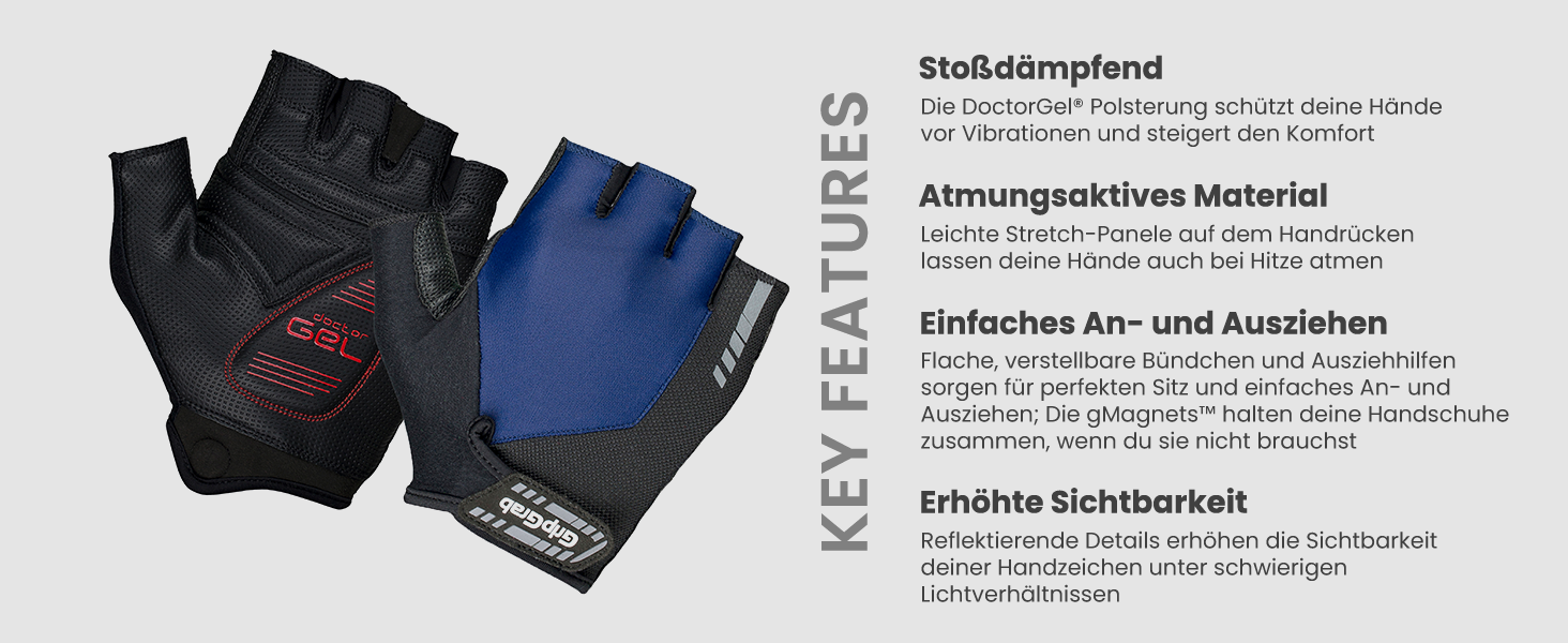 Велосипедні рукавички GripGrab ProGe 4mm DoctorGe для їзди літом (XL, Navy Blue)