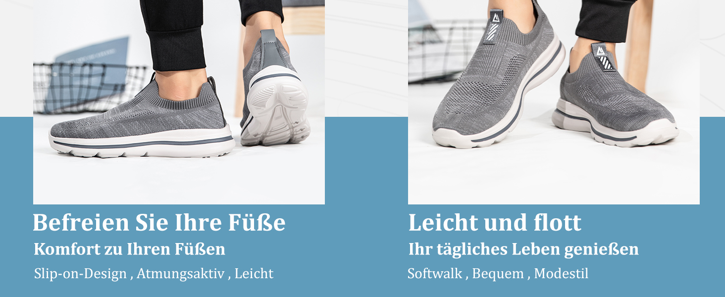 Чоловічі Slip-on кросівки з сітчастою тканиною, дихаючі, зручні кросівки для бігу, активного відпочинку, фітнесу та спорту, легкі, сірі, 44 EU