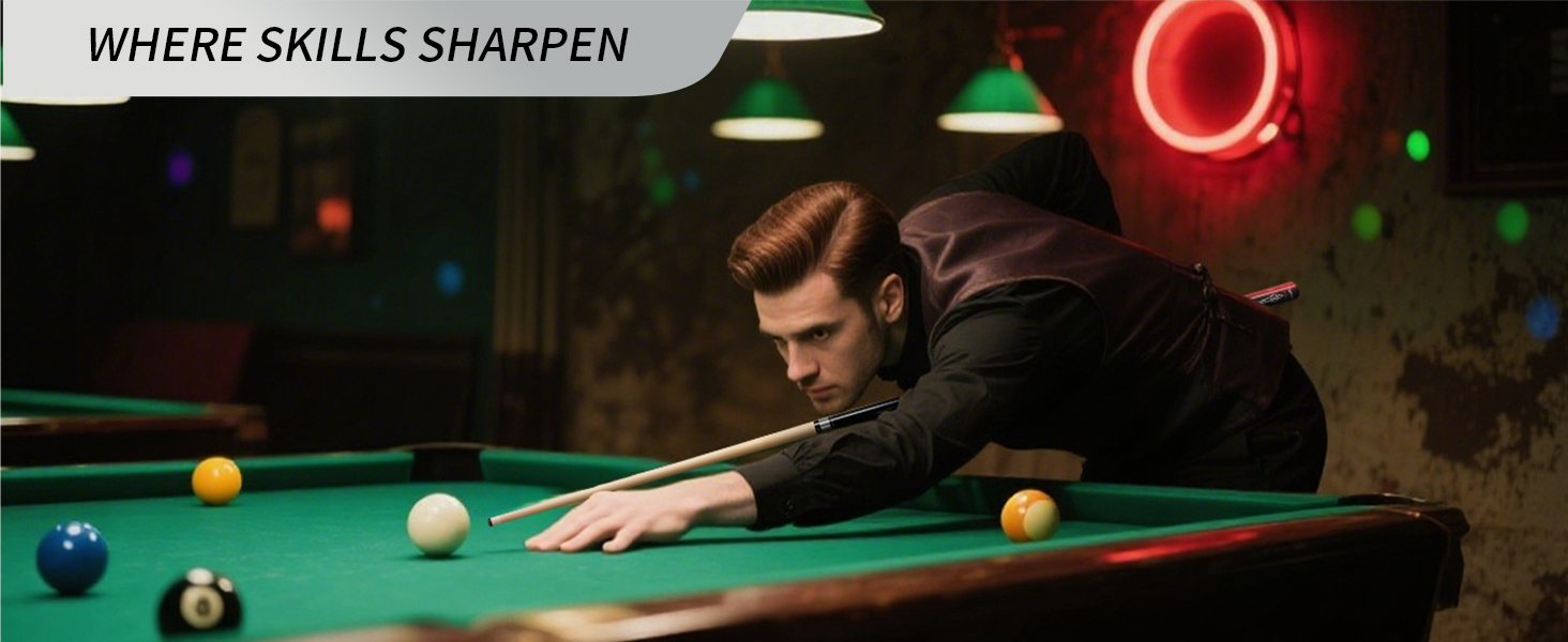 Більярдний кий Horse Billiard з наконечниками 13 мм, 147 см, 2 рукавички та крейда, для дорослих, акорн/осін