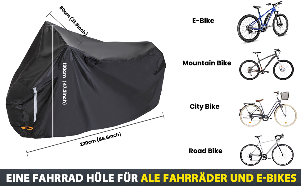 Водонепроникний чохол для велосипеда Besudo 210x120x80 см - захисна накривка для 1-2 велосипедів, E-bike, преміум якість