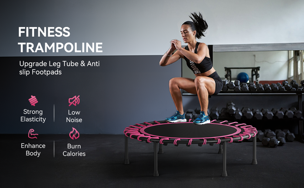 Міні-батут для дорослих 101,6 см, без поручнів, рожевий. Ідеальний для фітнесу вдома та на вулиці