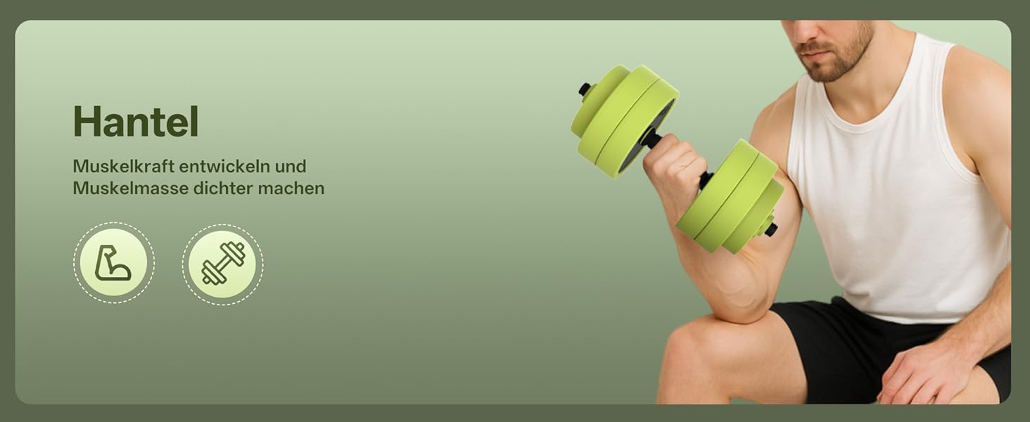 PASYOU Набір гантелей регульовані 20 кг 4 в 1: гантелі, гиря, гантелі з'єднувачем, штанга для домашніх тренувань (зелений)