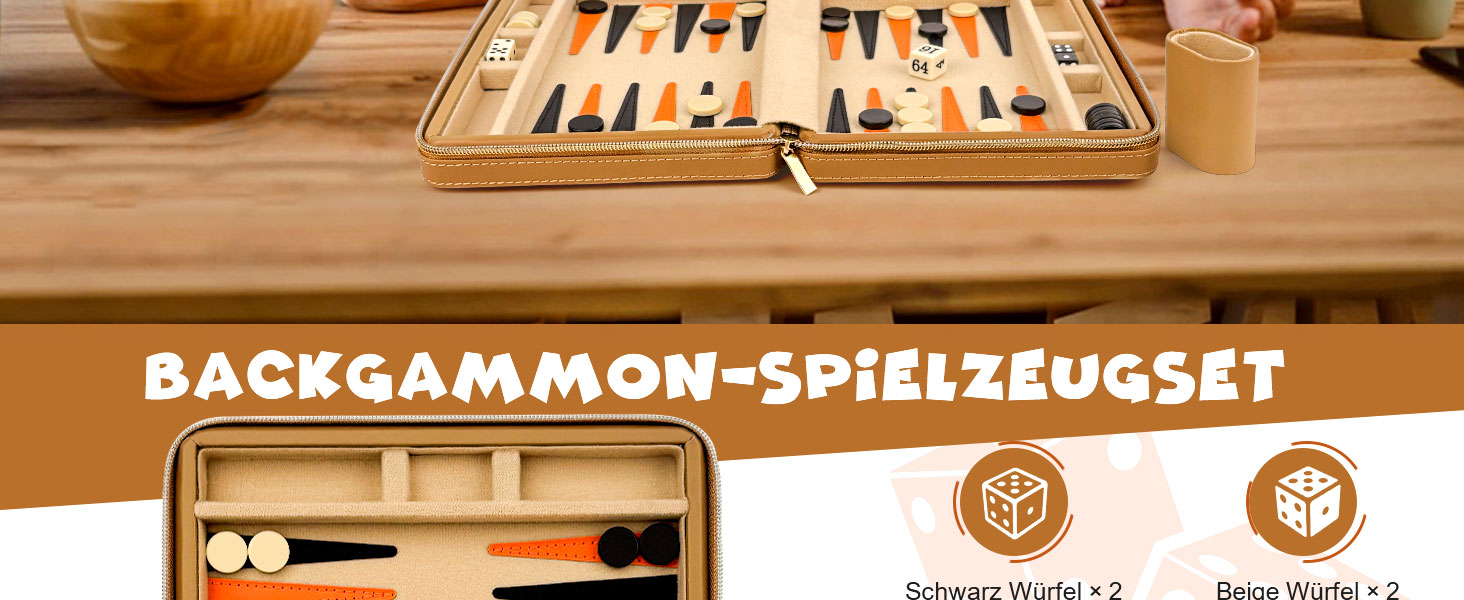 Набір для гри в нарди Lohofrnny, переносний, класичний, для дорослих та дітей (колір: коричневий)