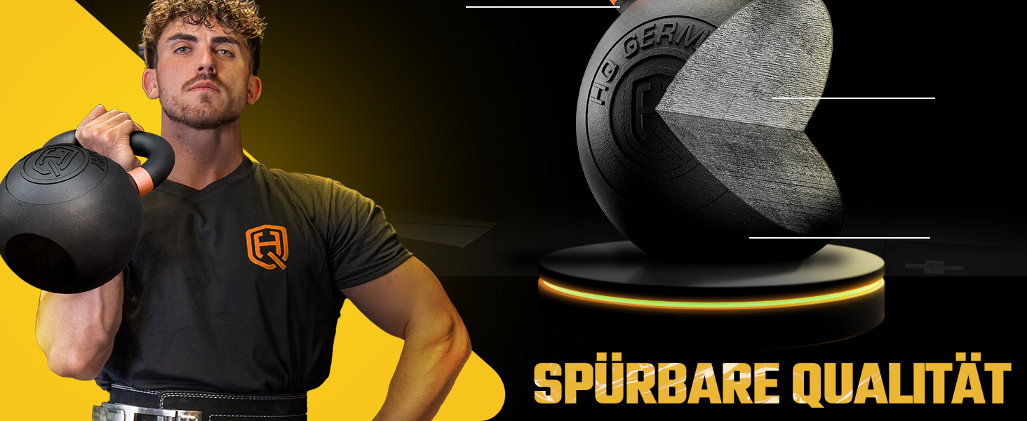 Кетлбел HQ Germany® з порошковим покриттям [2-32кг/Набори] - Набір чавунних кетлбелів преміум-якості з точністю ±2% - Кульова гиря, набір гир, кетл-бел, високоякісні кетлбели з порошковим покриттям (30кг)