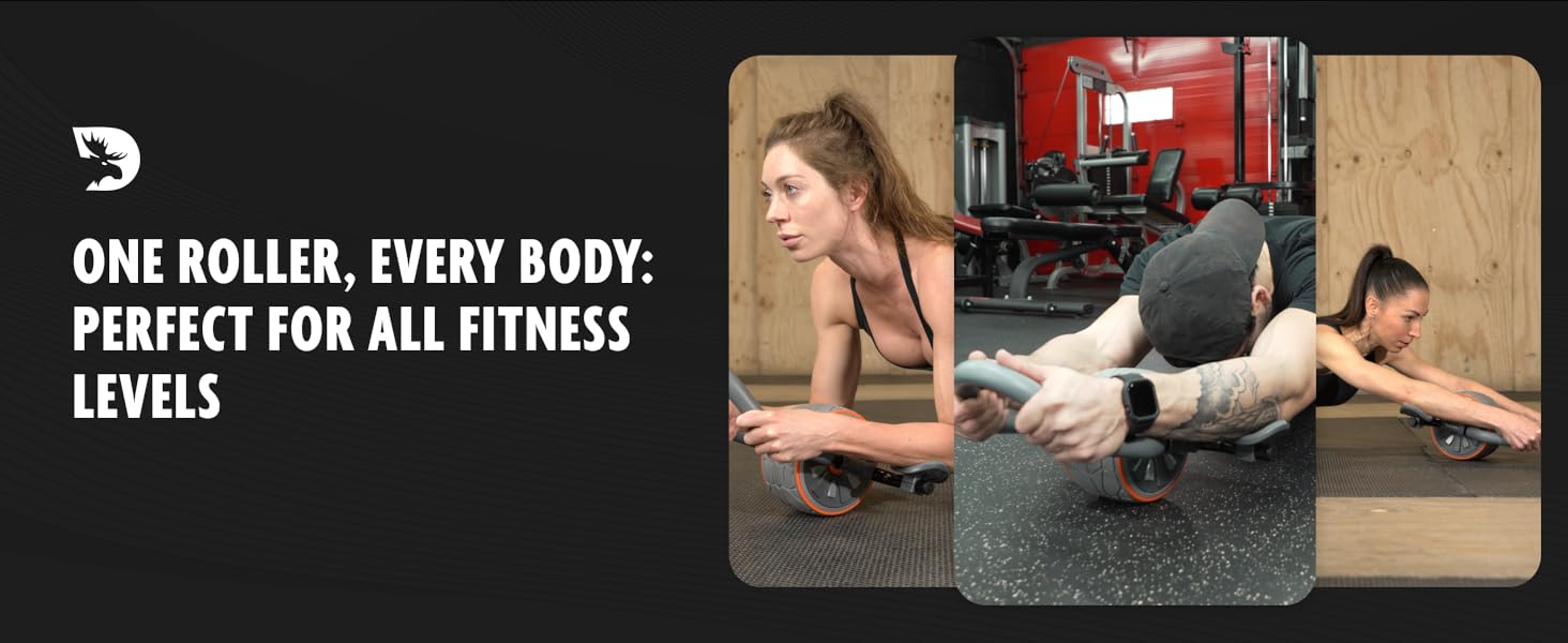 Ролер для пресу DMoose з наколінниками для тренування пресу та кора. Ідеально для дому та фітнесу (сірий)