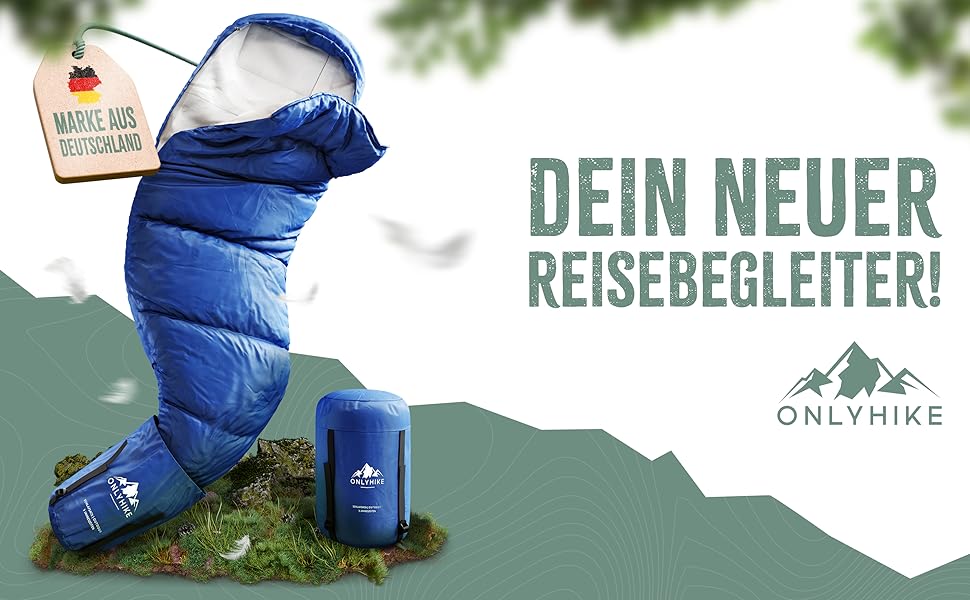 Спальний мішок ONLYHIKE® Outdoor [300GS] для кемпінгу, подорожей та активного відпочинку. Легкий (1700г), для весни, осені та зими (-5°C до 10°C). Розміри: L, XL. Кольори: зелений, синій.