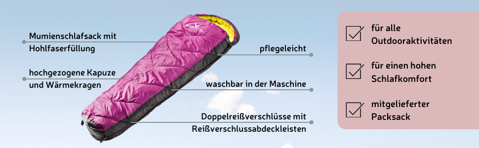 Дитячий спальний мішок Black Crevice Pink 165см - водонепроникний, дихаючий, для кемпінгу з чохлом