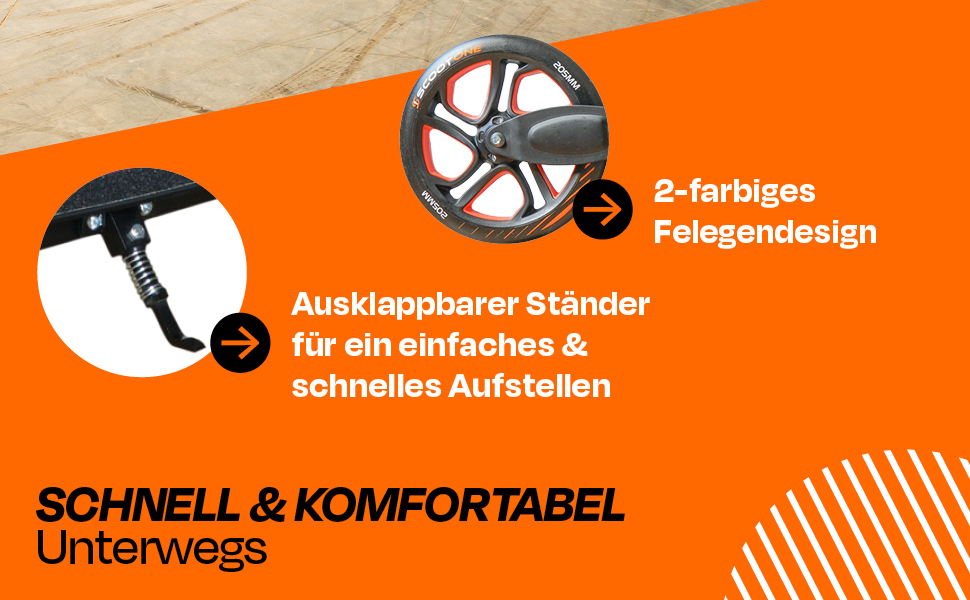 Алюмінієвий самокат S 1 / S 2 – регульований по висоті, ABEC 7, помаранчевий