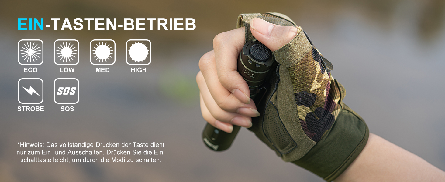 Ліхтарик WUBEN C3 LED: 1200 Люмен, USB-C, IP68, 6 режимів, тактичний, для кемпінгу та надзвичайних ситуацій (зелений)